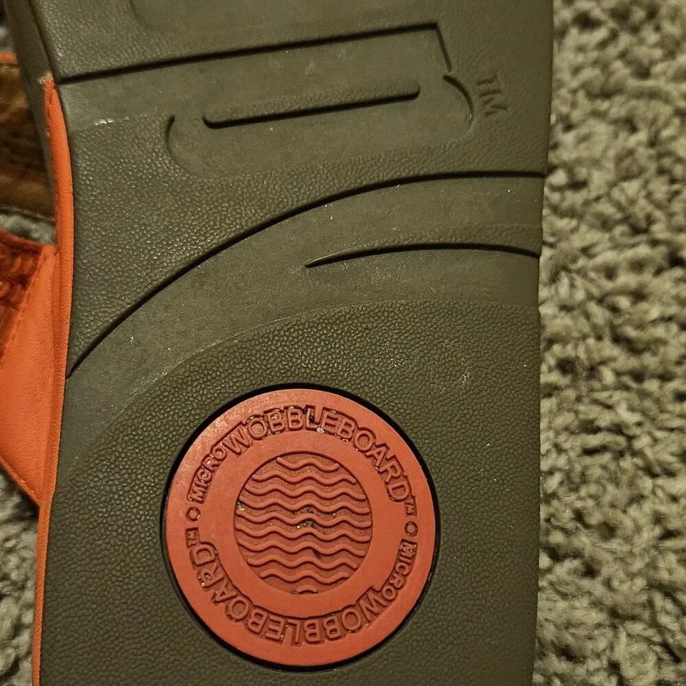 FitFlop Aztec Chada Orange Studded Slide Sandals Size 10 EUC